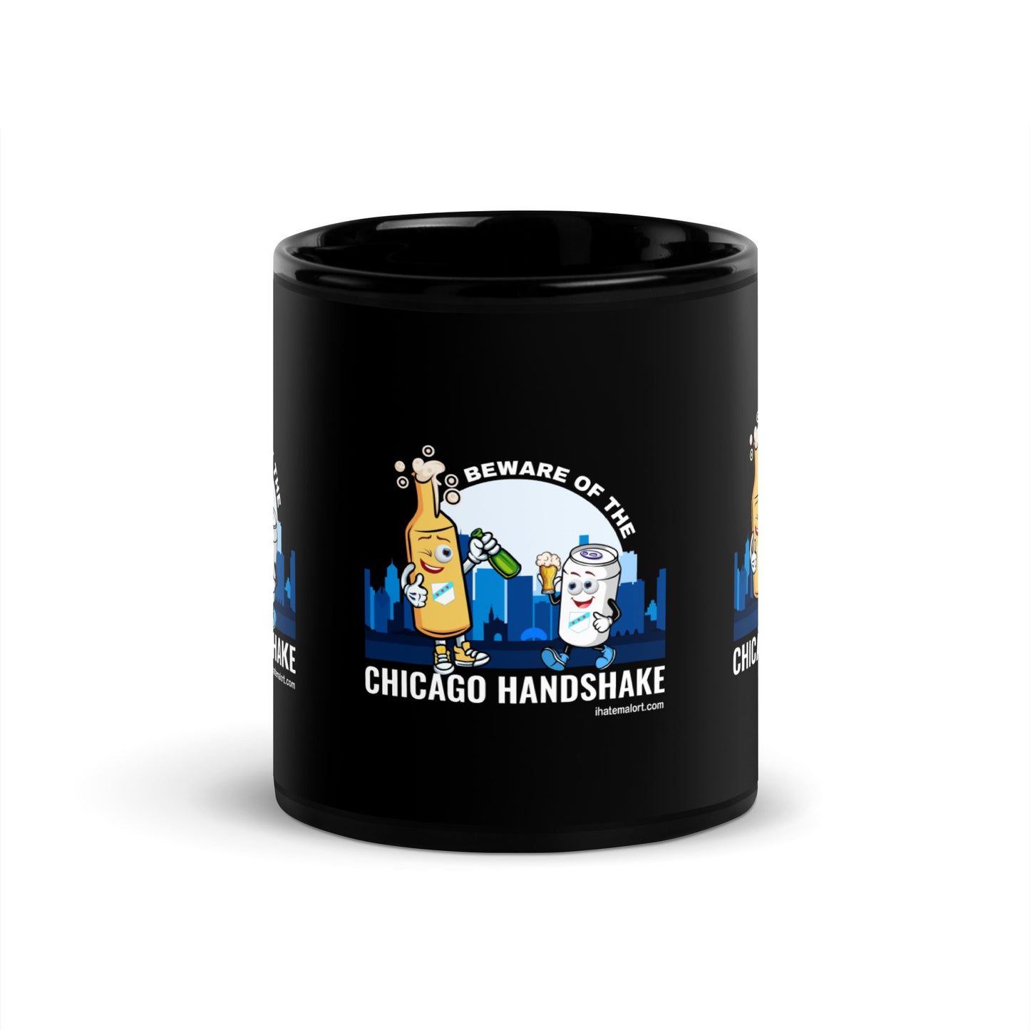 Beware the Chicago Handshake: Black Glossy Mug