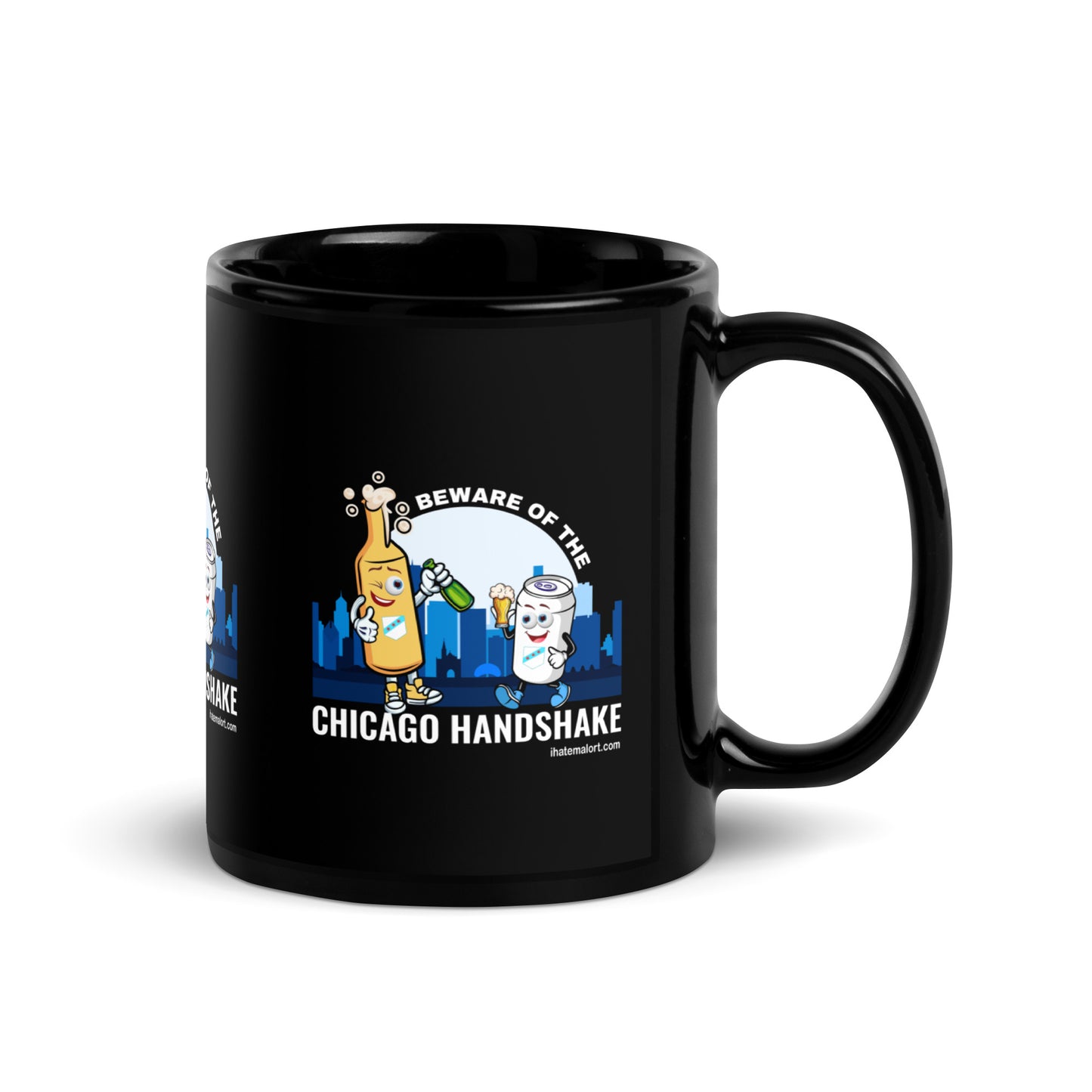 Beware the Chicago Handshake: Black Glossy Mug